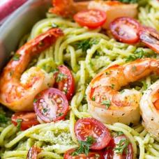 SHRIMP AND PESTO PASTA