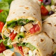 GREEK SALAD w/ CHICKEN WRAP